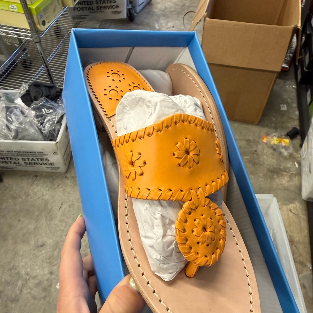 Jack Rogers Orange Leather Flats